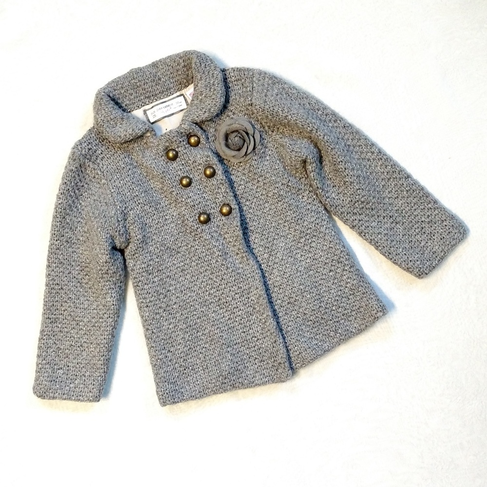 Zara Knitwear Girl's Gray Sweater Cardigan 24-36 - Picture 2 of 7